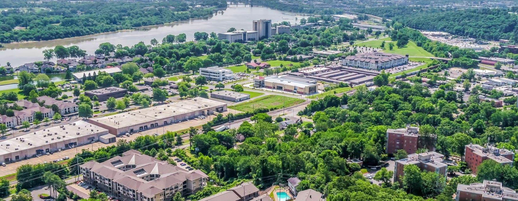 an aerial view of a city